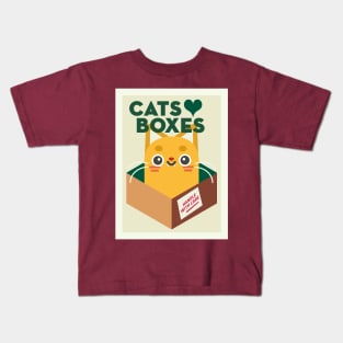 Cats love boxes Kids T-Shirt